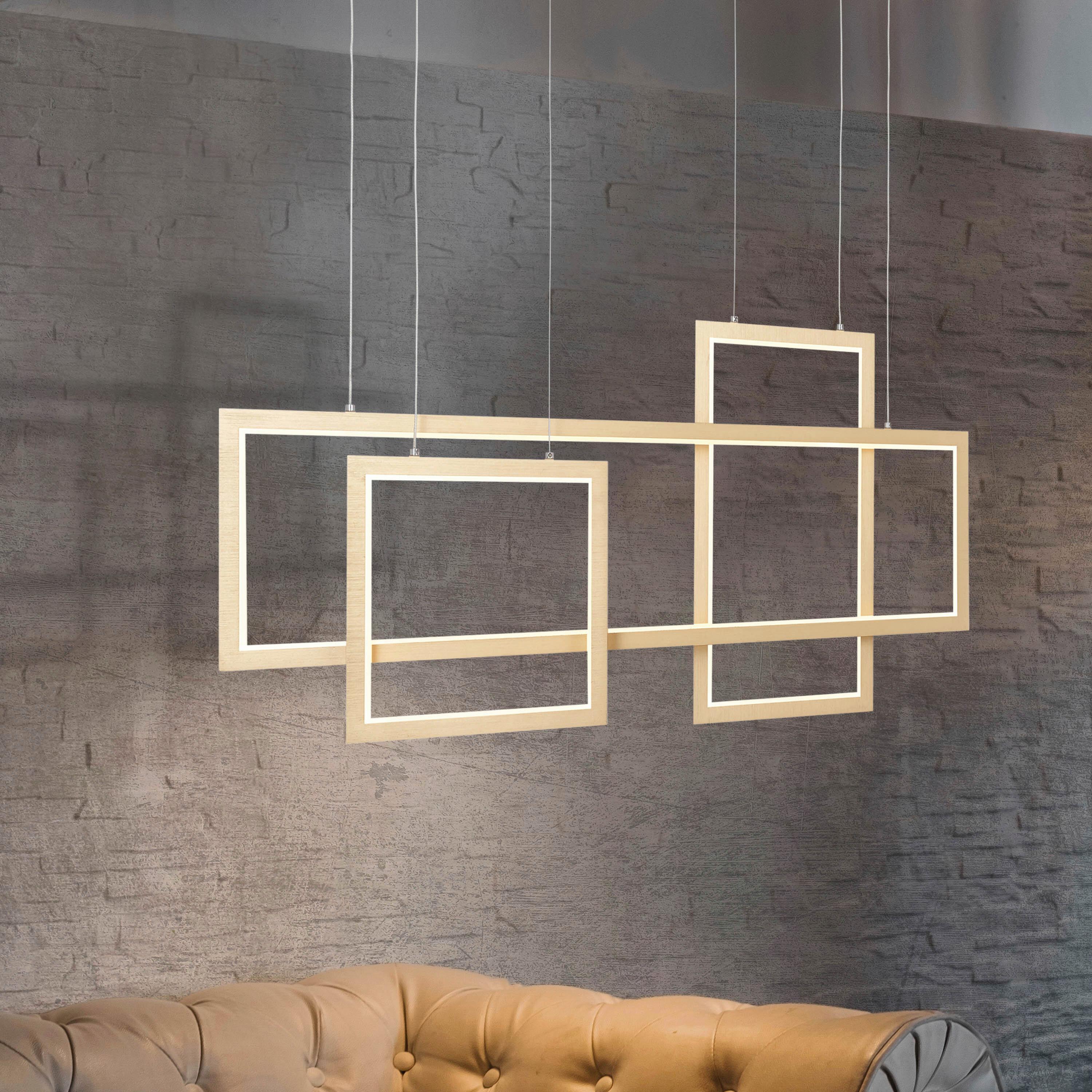 LAMPA WISZĄCA LED G99196/54 GWYN - złoty/aluminiowy, Design, tworzywo sztuczne/metal (124/80/13cm)