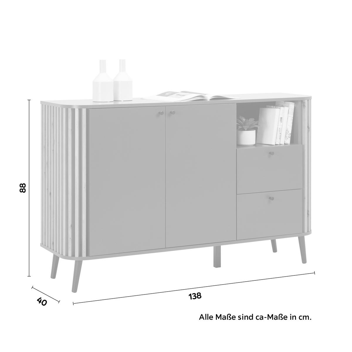 Sideboard in Grau/Naturfarben - Grau, Design, Holzwerkstoff/Kunststoff (138/88/40cm) - Premium Living