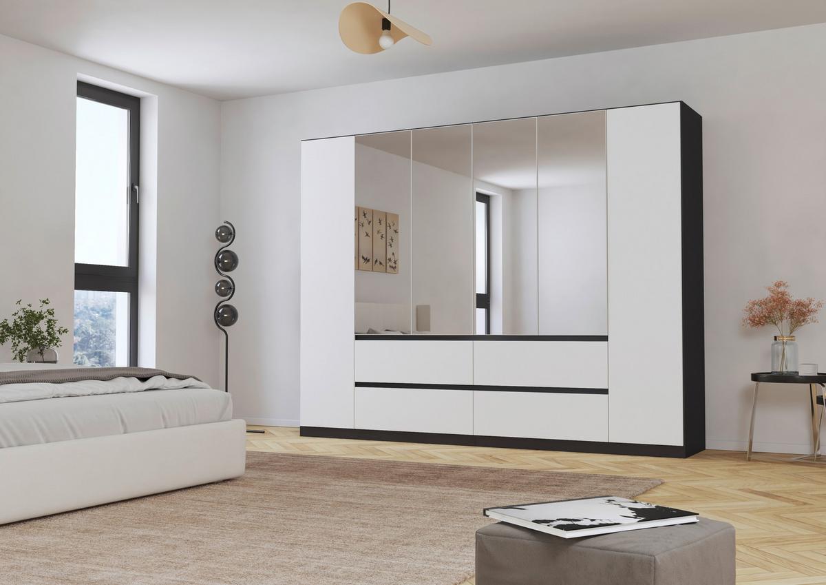 DULAP  USI ROTATIVE MAINZ - argintiu/alb, Basics, material pe bază de lemn (271/210/54cm) - Modern Living