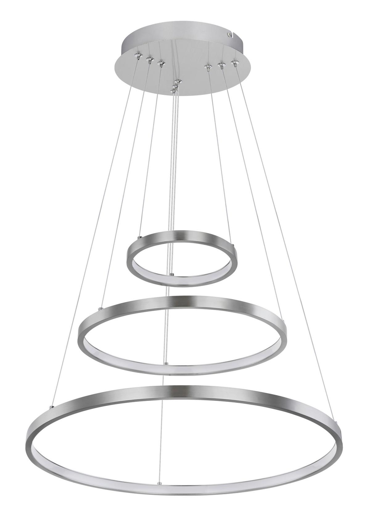 Viseča Led-svetilka Ralph, S Sijalko - barve niklja/opal, Basics, kovina/umetna masa (51/120cm) - Globo
