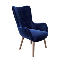 PLAYBOY Ohrensessel Bridget Samt Blau - Blau/Braun, KONVENTIONELL, Holz/Textil (68/99/77cm) - Playboy