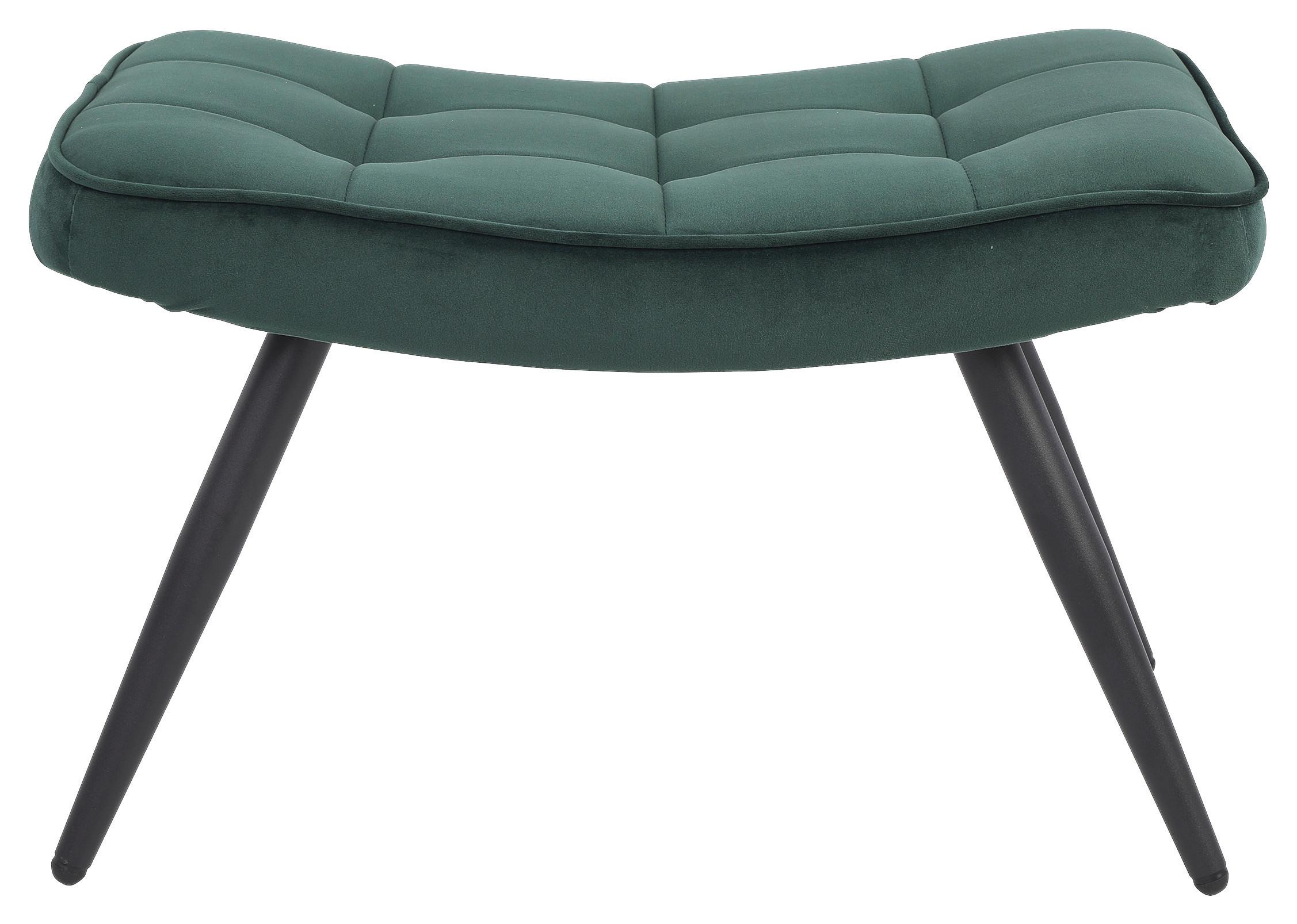 Hocker Uta Grün Samt - Schwarz/Grün, MODERN, Holzwerkstoff/Textil (60/39/41cm) - MID.YOU