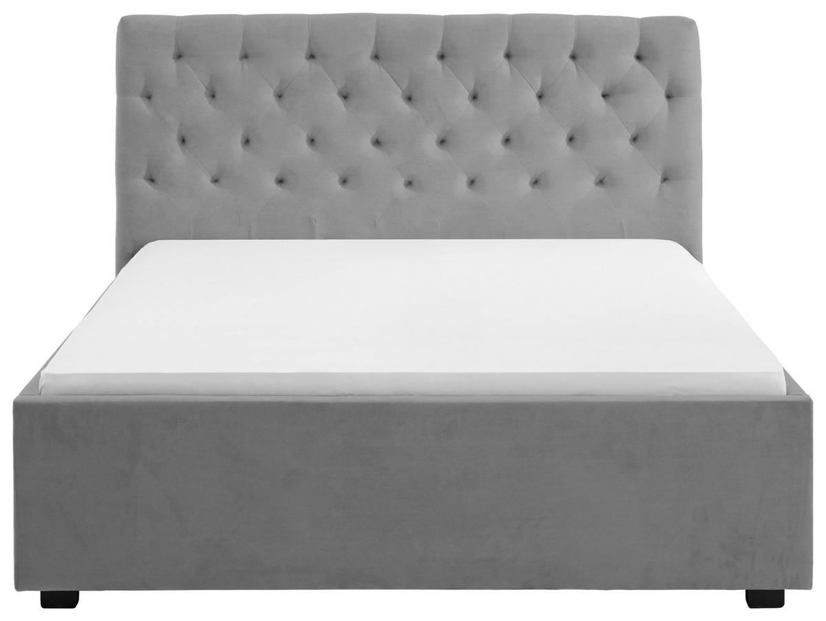 Oblazinjena Postelja Miami, Svetlo Siva, 180x200 - črna/svetlo siva, Basics, umetna masa/tekstil (196/120/212cm) - Modern Living
