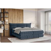 Boxspringbett Auris Graublau ca. 180x200cm - Graublau/Schwarz, KONVENTIONELL, Kunststoff/Textil (180/200cm) - Sembella
