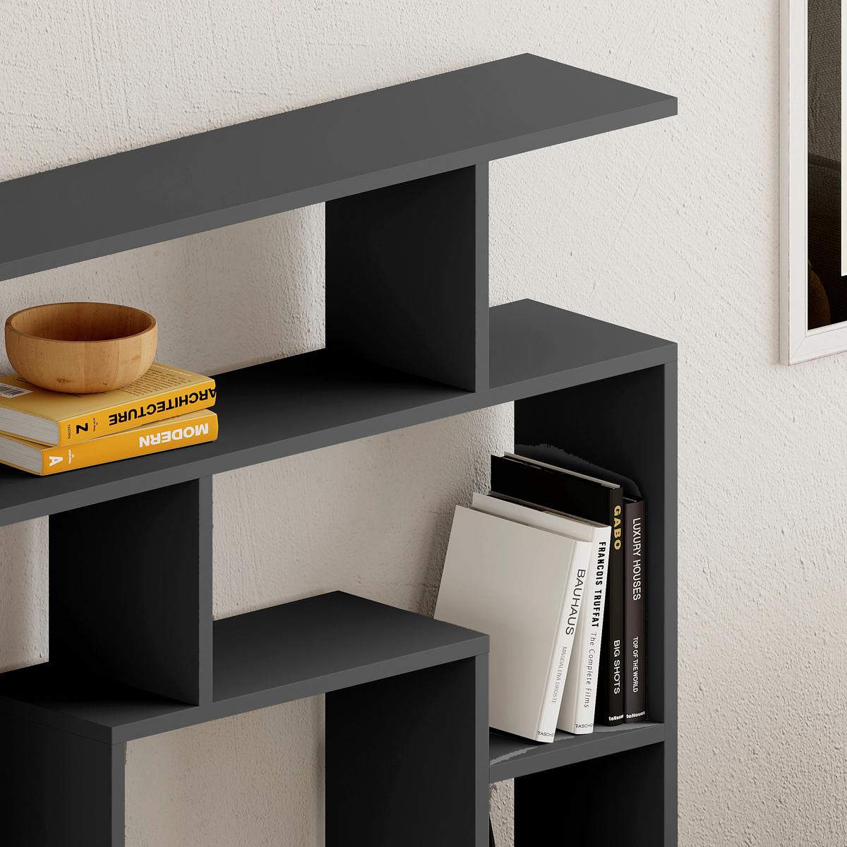 Bücherregal Labirent ca. 125x129x22 cm Anthrazit - Anthrazit, Design, Holzwerkstoff (125/129/22cm) - Livetastic