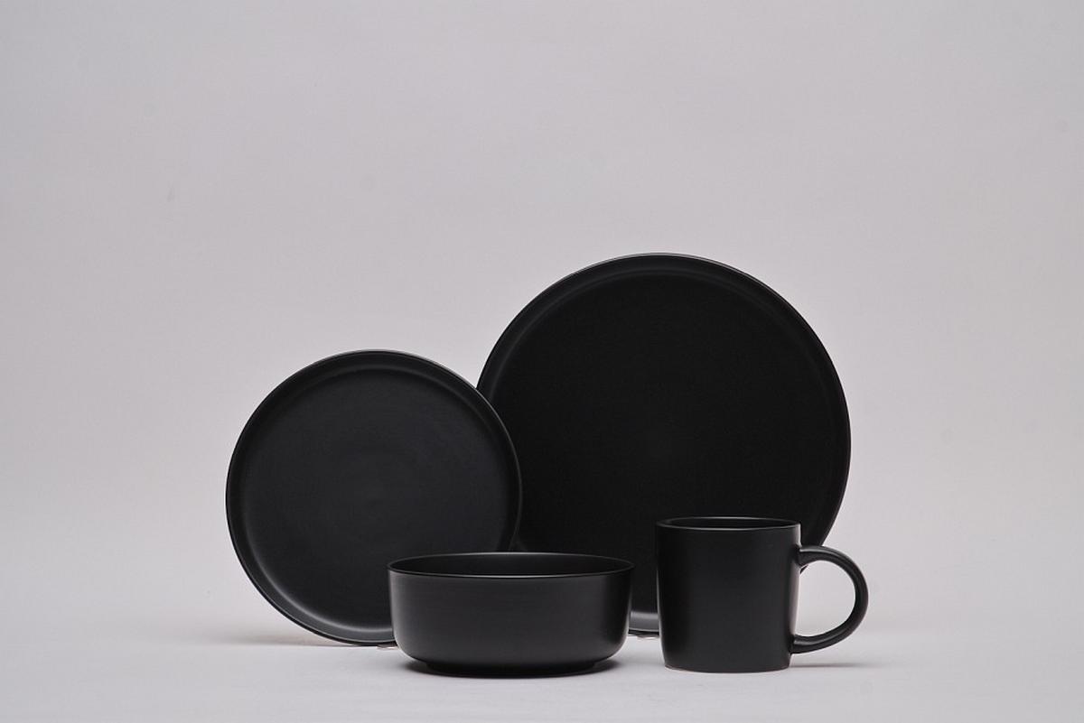 SERWIS OBIADOWO-ŚNIADANIOWY 21005 - czarny, Trend, ceramika - Novel