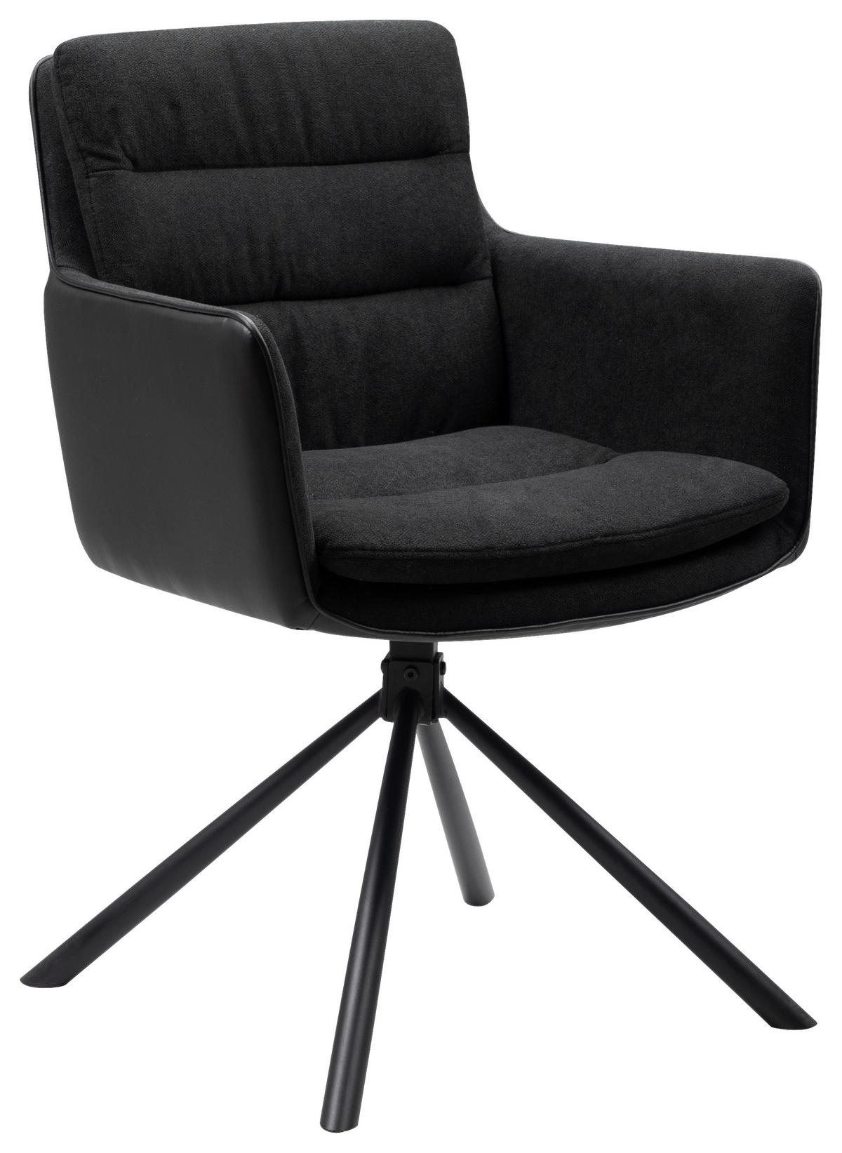 KRZESŁO Z PODŁOKIETNIKAMI LOGAN 70A - antracytowy/czarny, Konventionell, materiał drewnopochodny/metal (59/88/63cm) - MID.YOU