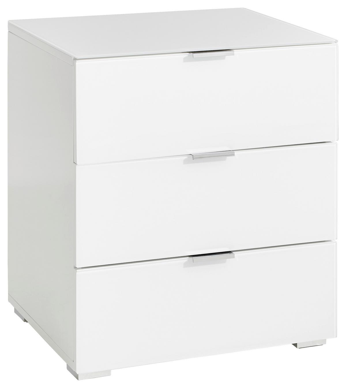 SZAFKA NOCNA VEGAS - biały/kolor chromowy, Design, materiał drewnopochodny/tworzywo sztuczne (50/56/42cm) - Novel