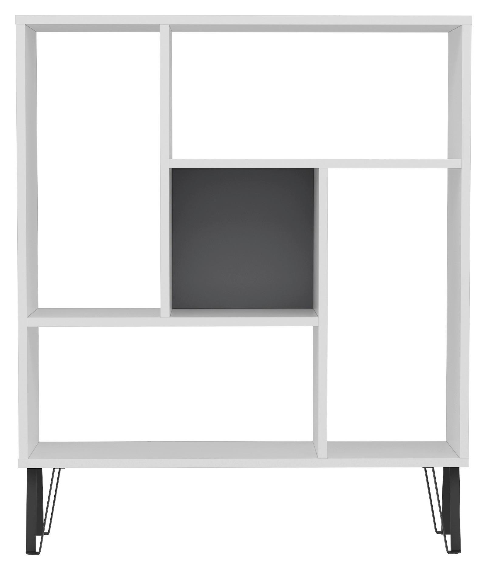Regal Arven - bela/antracit, Design, leseni material (90/107,8/25cm) - Livetastic