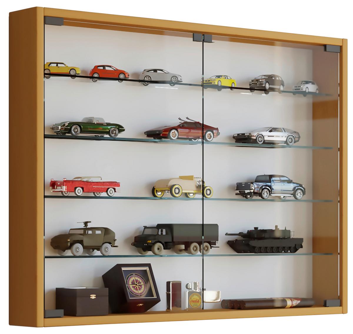 Hängevitrine in Buchefarbe Mandosa L - Transparent/Buchefarben, KONVENTIONELL, Glas/Holzwerkstoff (80/60/10cm) - MID.YOU