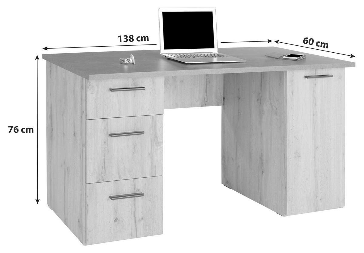 Masă de birou MX 143 - culoare lemn stejar, Modern, material pe bază de lemn (138/76/60cm) - Modern Living