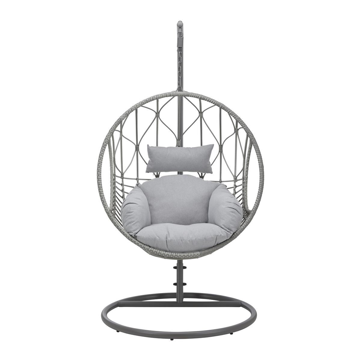 Hängesessel Romea Grau Metall/Kunststoff/Textil - Grau, MODERN, Kunststoff/Textil (120/196/105cm) - Bessagi Garden