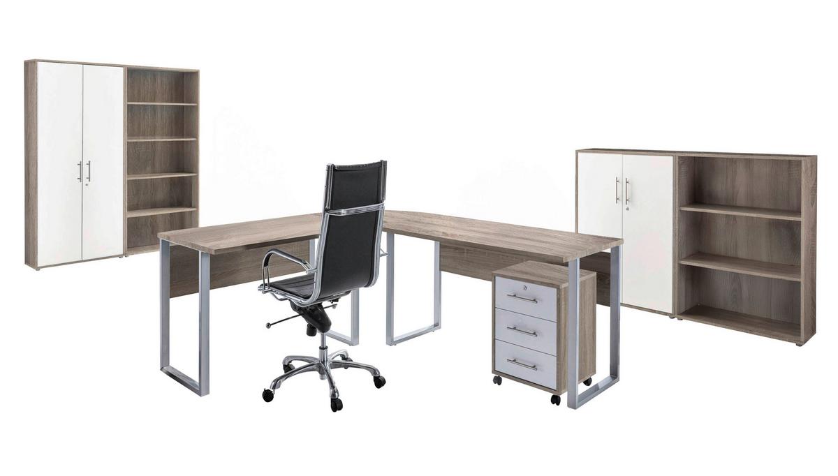 Büro Office Edition Set 1 Weiß/Sonoma Eiche - Weiß/Sonoma Eiche, MODERN, Holzwerkstoff - MID.YOU