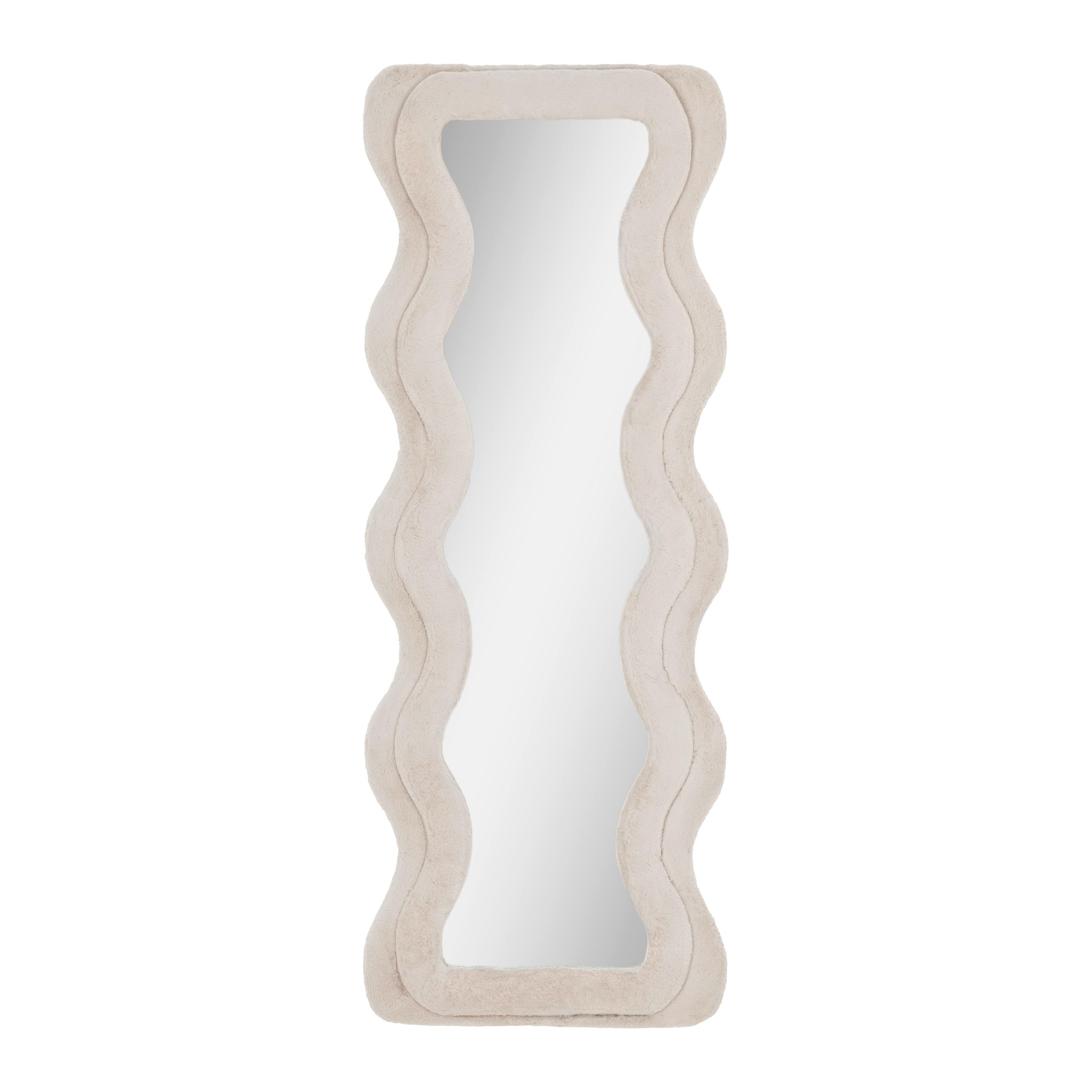 Wandspiegel Suki Rahmen Kunstfell Taupe - Taupe, ROMANTIK / LANDHAUS, Glas/Holzwerkstoff (60/160/4cm) - Premium Living