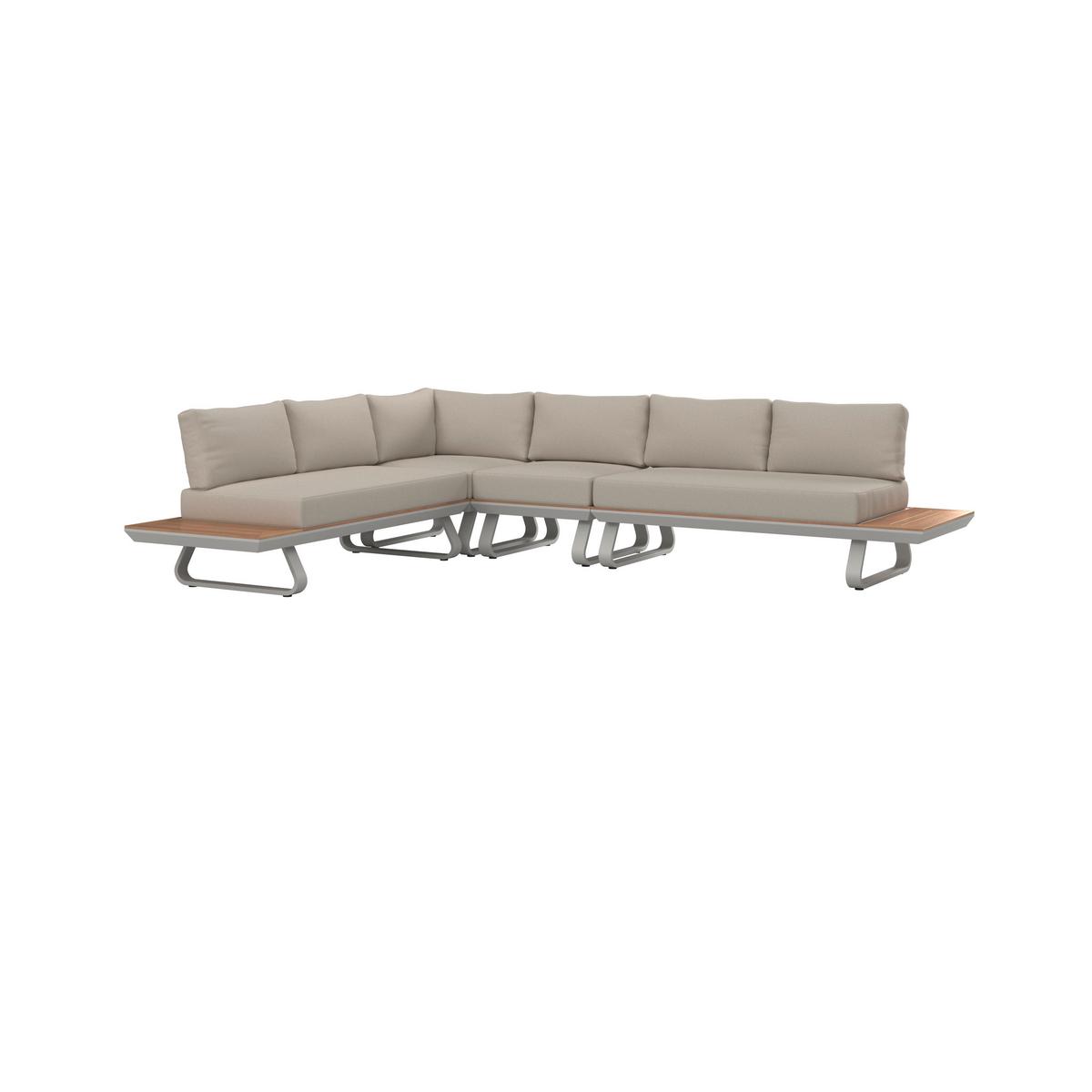 DINING-LOUNGESET EMMA - Creme/Hellgrau, Modern, Holz/Textil (248/318cm) - Bessagi Garden