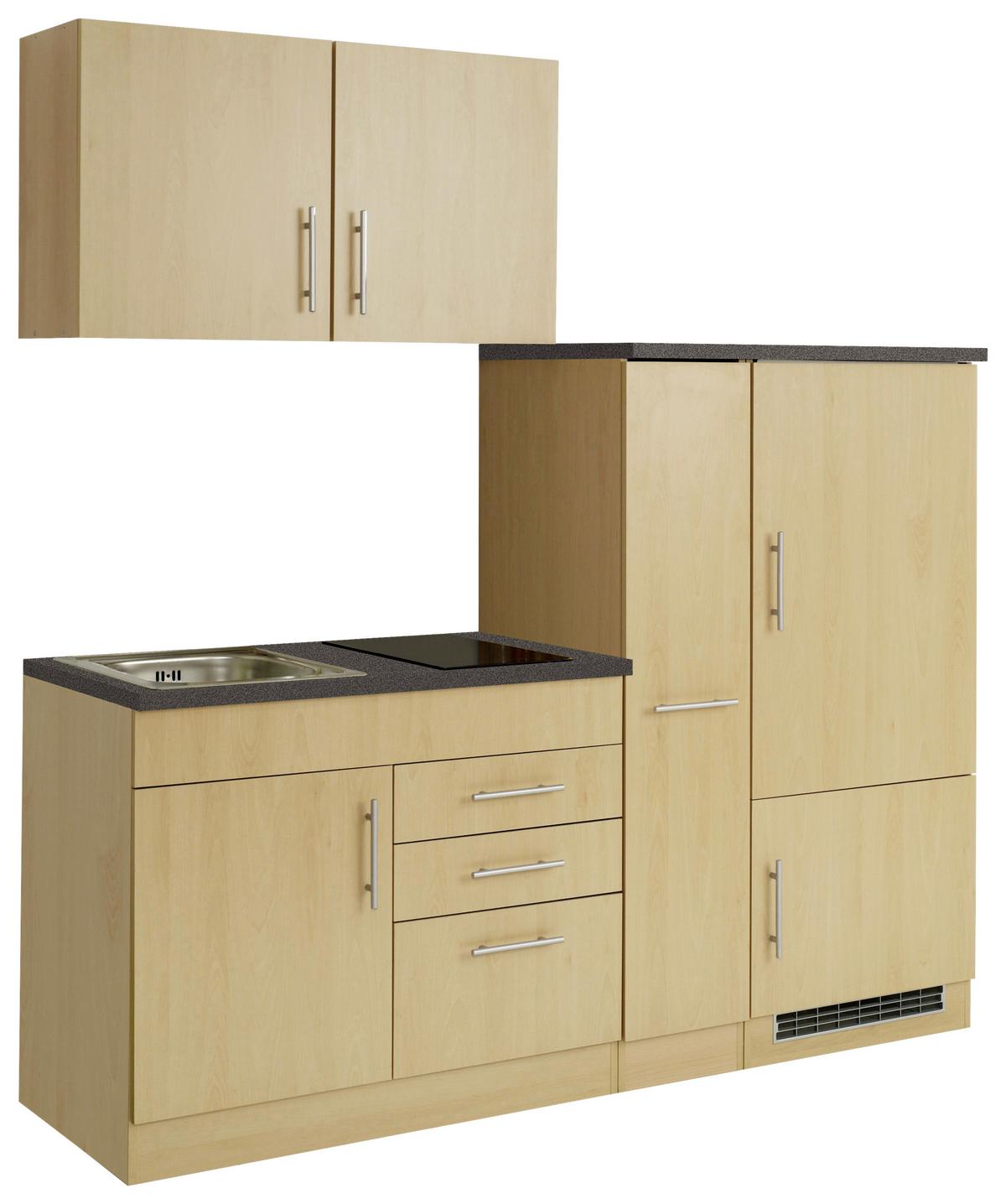 Küchenblock Toronto II m. Geräten Buche - Chromfarben/Buchefarben, MODERN, Holzwerkstoff/Metall (190cm) - Held