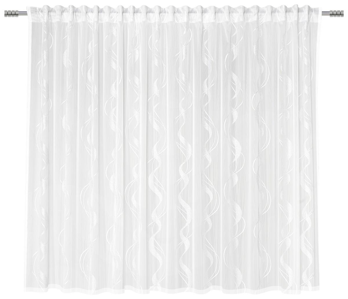 Končana Zavesa Wave - bela, tekstil (300/175cm) - Modern Living