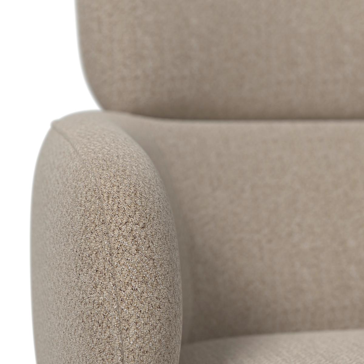 Armlehnstuhl Liora Braun Webstoff Drehbar Gepolstert - Schwarz/Braun, MODERN, Textil/Metall (57,5/84/61cm) - Bessagi Home