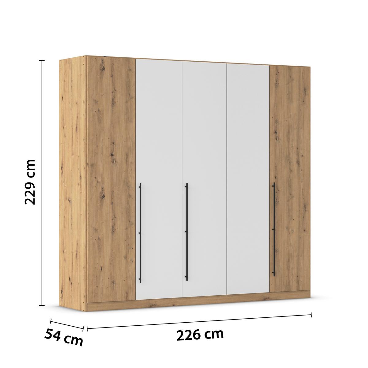 Șifonier Safari - alb/stejar Artisan, Konventionell, material pe bază de lemn (226/229/54cm)