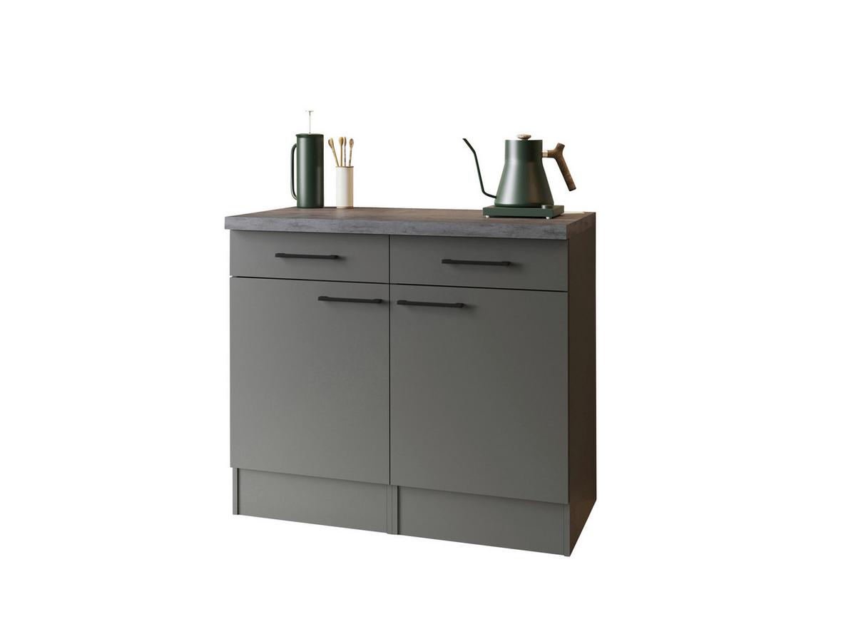 Küchenunterschrank Oliver Grau - Schwarz/Grau, Trend, Holzwerkstoff/Metall (100/90/60cm) - Respekta