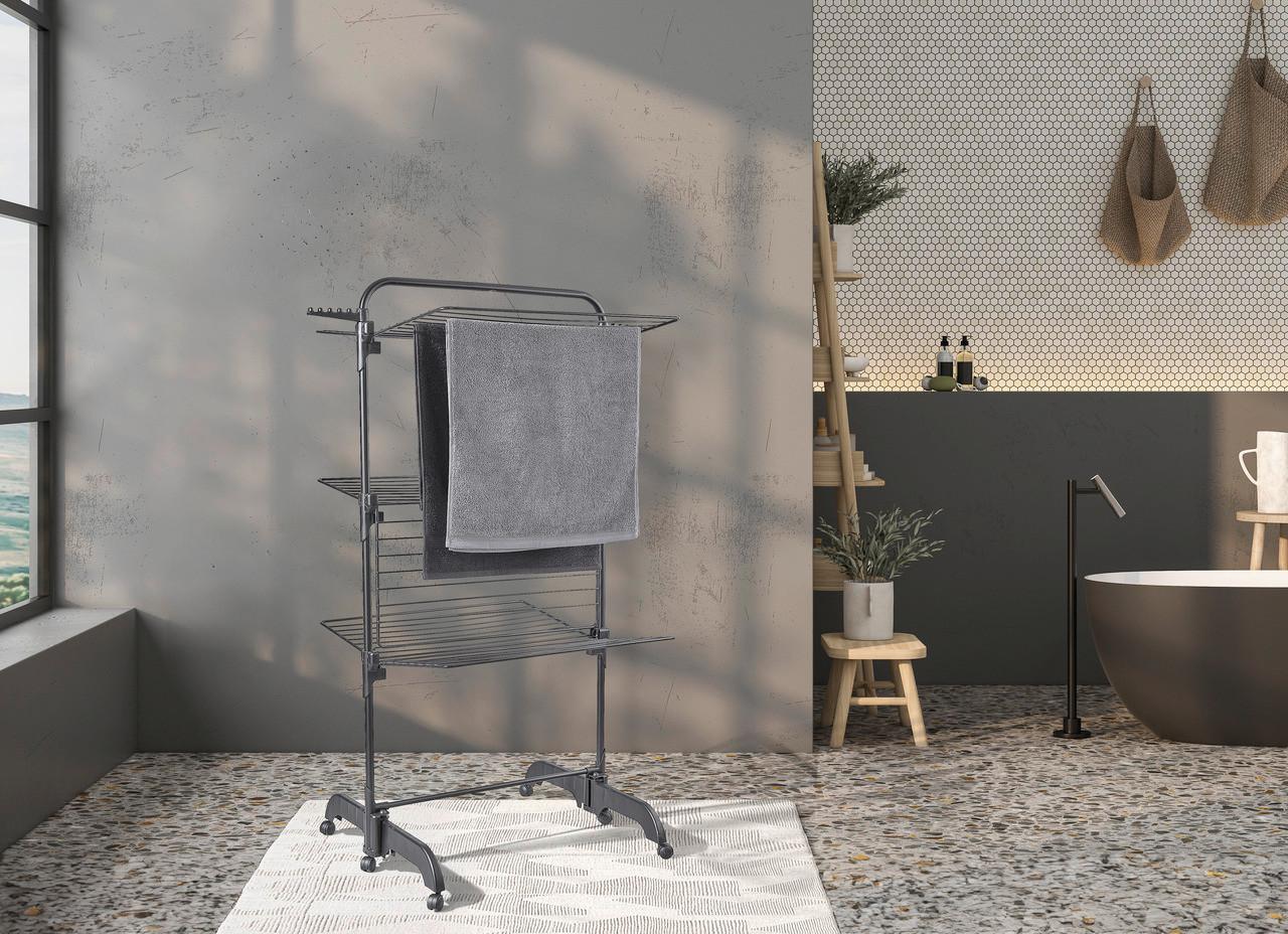 SUSZARKA PIONOWA 81691 - czarny, Basics, tworzywo sztuczne (76,5/70/145cm) - Leifheit