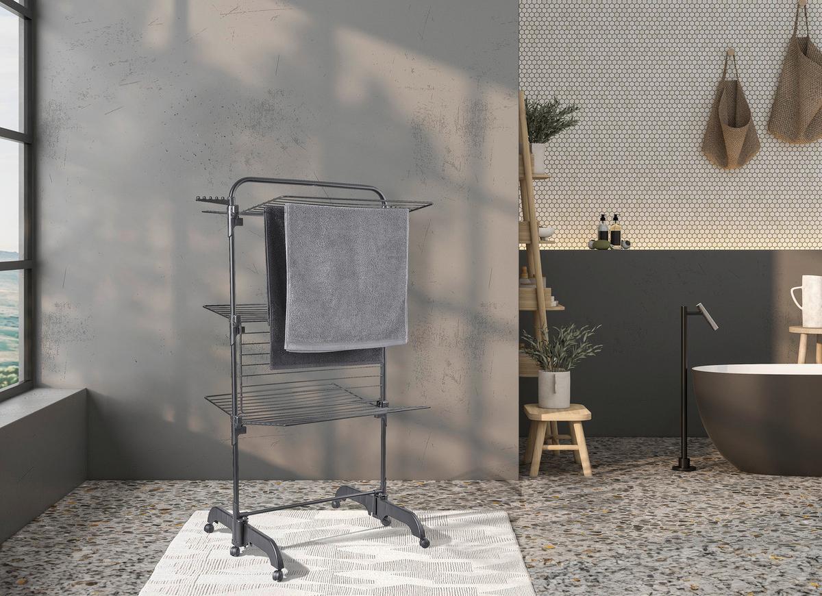 SUSZARKA PIONOWA 81691 - czarny, Basics, tworzywo sztuczne (76,5/70/145cm) - Leifheit