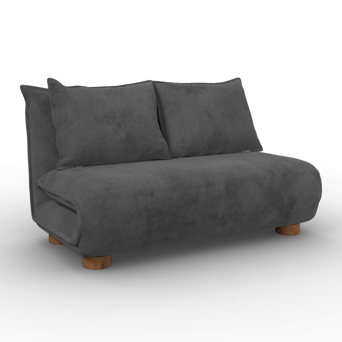 Schlafsofa Bella Dunkelgrau Bouclé - Dunkelgrau/Naturfarben, MODERN, Holz/Textil (141/77/85cm) - Bessagi Home