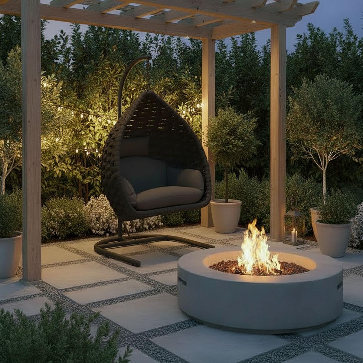 Viseća Fotelja Sasa - tamno siva, Moderno, metal/tekstil (115/200/118cm) - Bessagi Garden