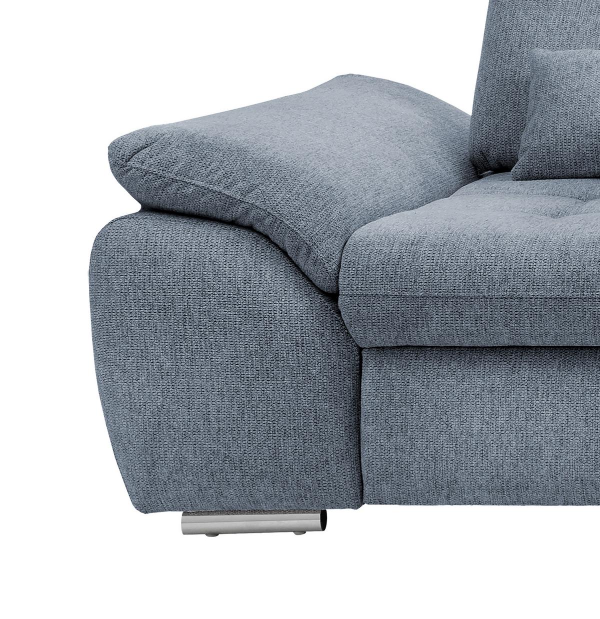 Ecksofa Rigatti mit Bettkasten ca. 314x184 cm Hellblau - Chromfarben/Anthrazit, MODERN, Textil/Metall (314/184cm) - Livetastic