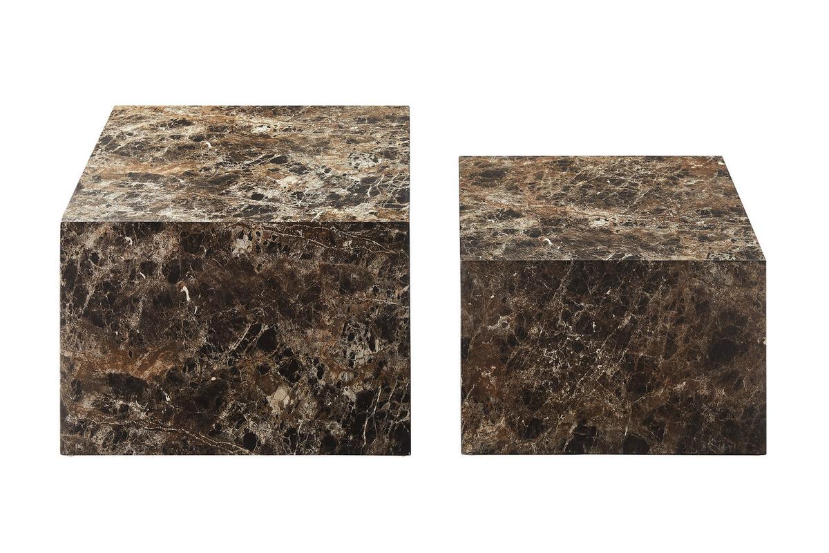 Set Klubskih Mizic Marble, Rjava, 2-Delni - rjava, Design, leseni material (58-50/58-50/40-33cm) - Livetastic