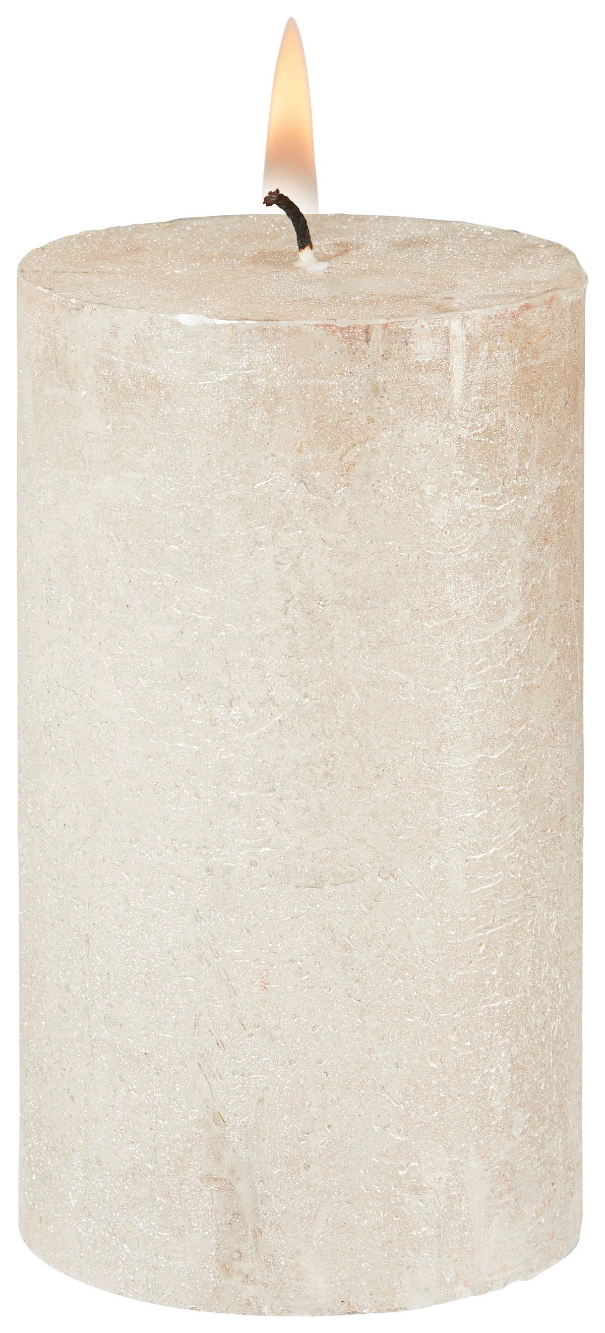 Stumpenkerze Shiny in diversen Farben - Weiss/Goldfarben (6,8/12cm) - Modern Living