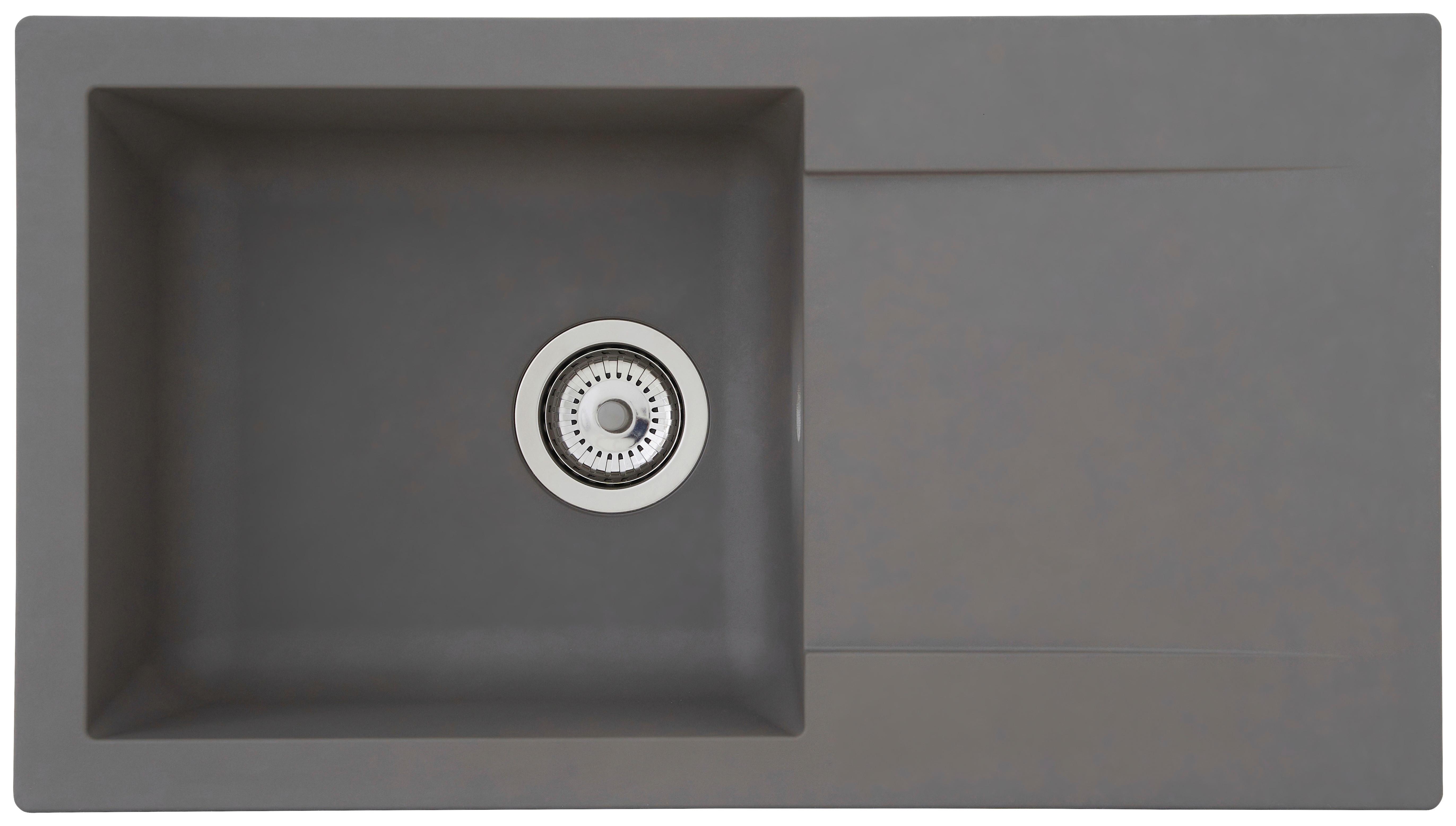 Einbauspüle Denver ca. 78x17x43,5 cm Grau - Grau, Trend, Glas/Kunststoff (78/17/43,5cm) - Respekta