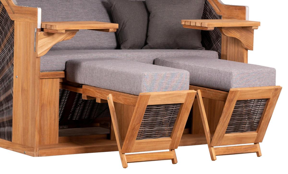 Strandkorb Seaside XXL Teak 2-Sitzer - Basics, Holz (150/165/92cm)