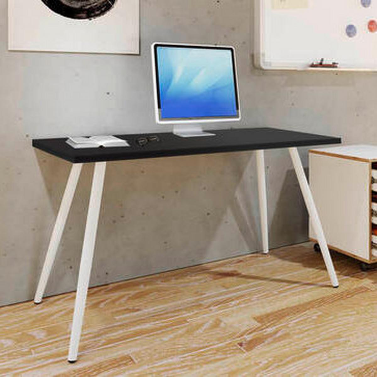 SCHREIBTISCH SALIA - Weiss/Anthrazit, Modern, Holzwerkstoff/Metall (80/50/70cm) - MID.YOU