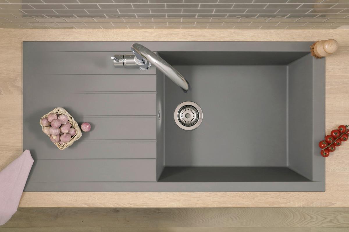 Spüle Respekta Houston 100x21x50cm Grau - Grau, Trend, Glas/Kunststoff (100/21/50cm) - Respekta