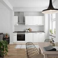 Küchenblock Touch Low m. Geräten Weiß - Schieferfarben/Edelstahlfarben, MODERN, Holzwerkstoff/Metall (240cm) - Nobilia