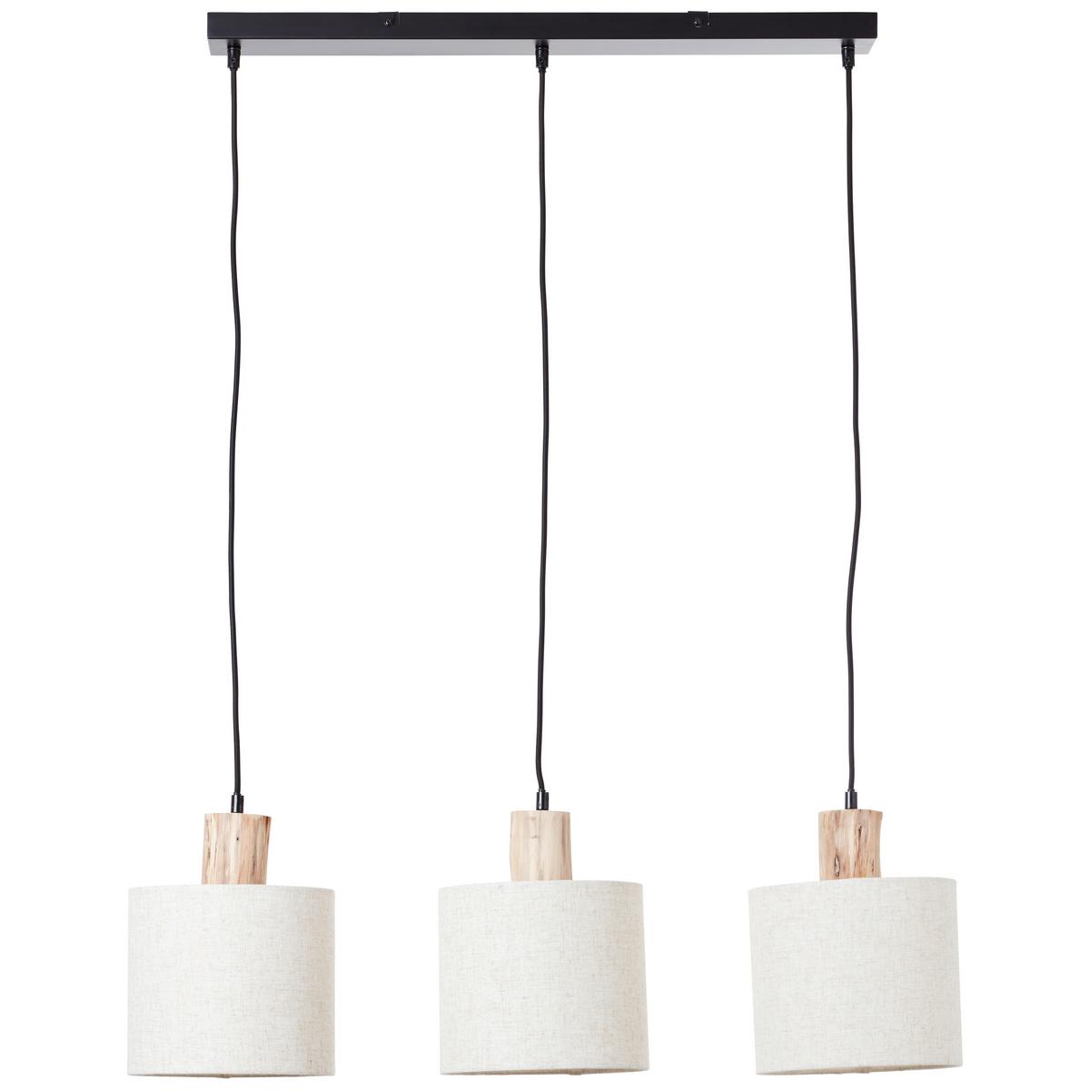 Pendelleuchte Pia Naturfarben max. 40 Watt - Schwarz/Naturfarben, Natur, Holz/Textil (80/20/130cm) - Brilliant