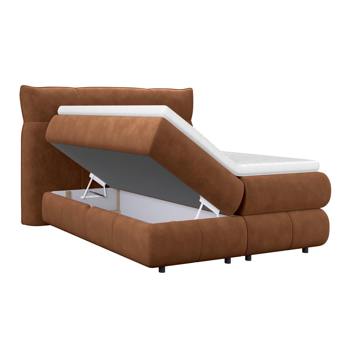 Boxspring Krevet Carmelo - bakrene boje/crna, Trend, tekstil/plastika (140/200cm) - Premium Living