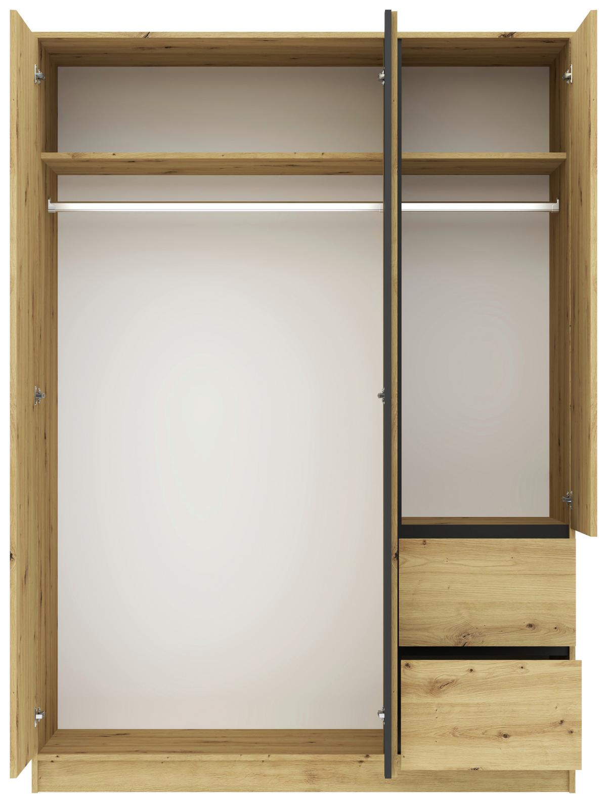 Kleiderschrank Basit Eiche Artisan - Eiche Artisan, Konventionell, Holzwerkstoff (147/206/57cm) - Mömax