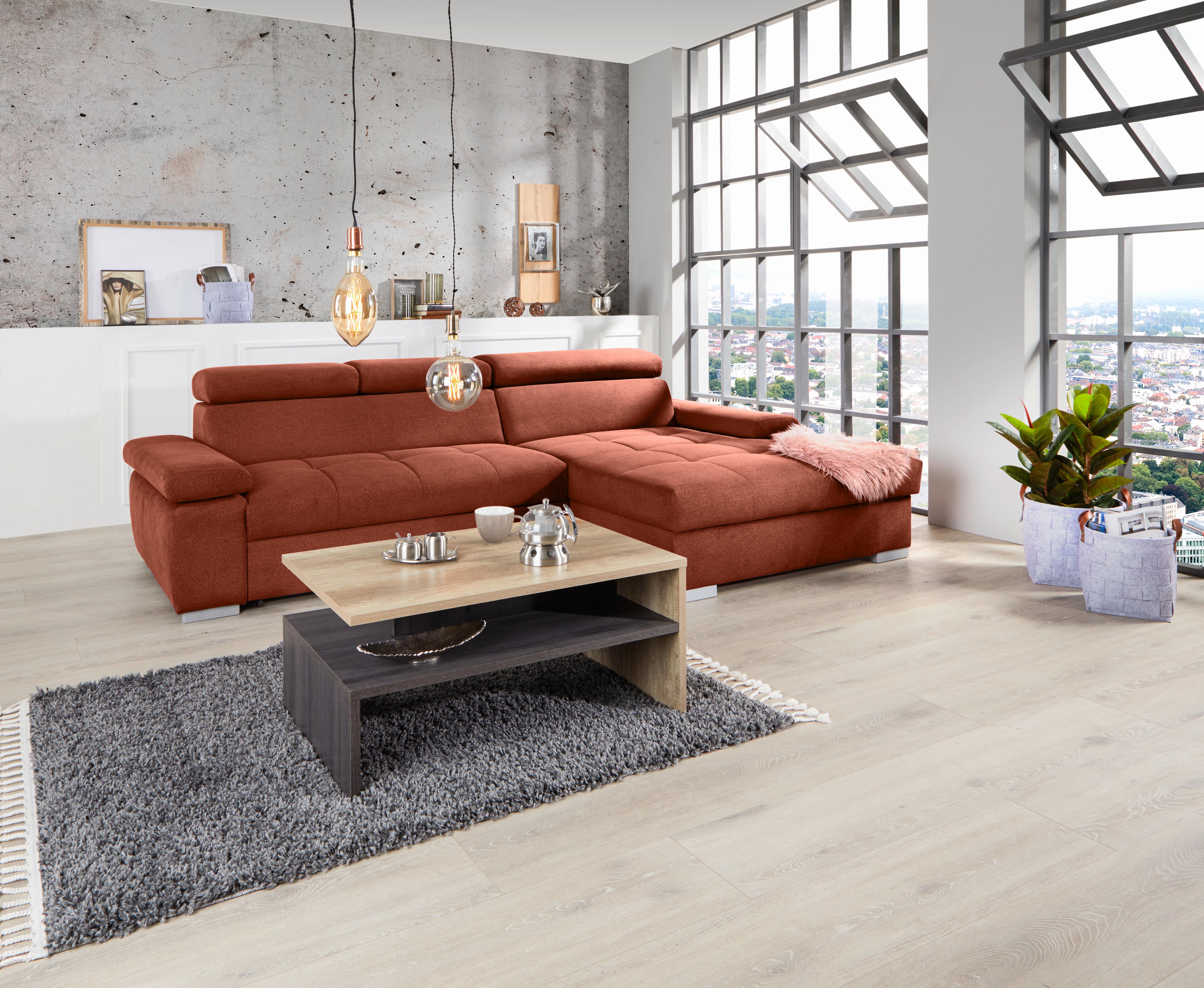 Kutna Garnitura Perry - boje hrđe/srebrne boje, Design, tekstil/drvo (292/183cm) - Modern Living
