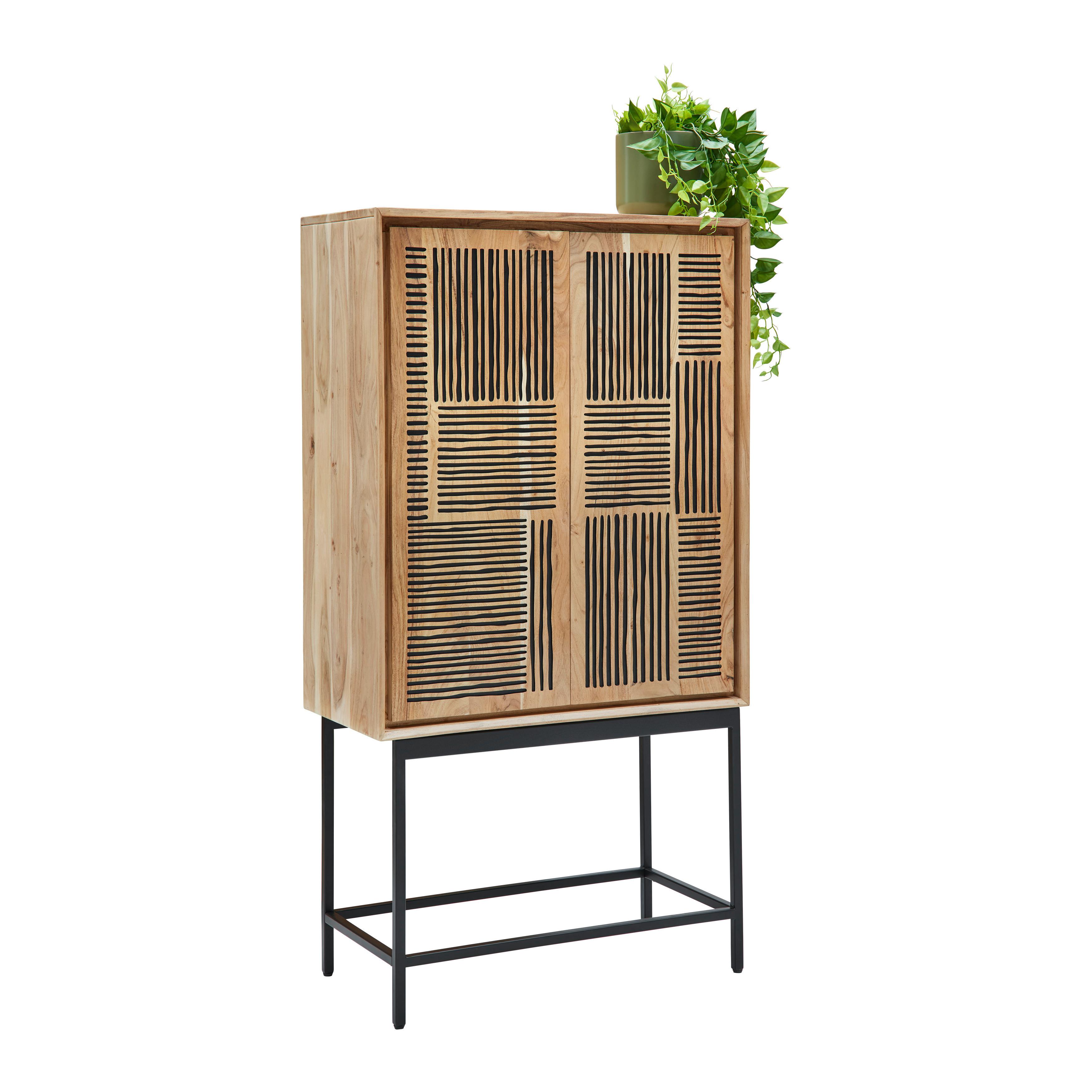 Highboard Tarim Schwarz/Akaziefarben - Schwarz/Akaziefarben, LIFESTYLE, Holz/Metall (80/150/40cm) - Mömax