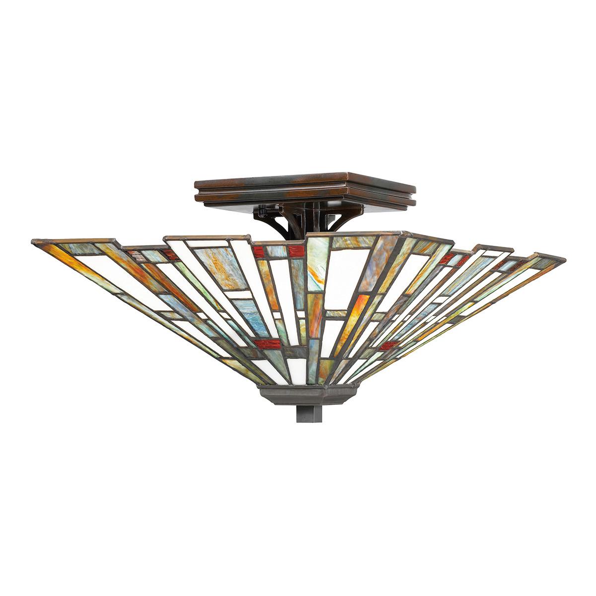 Mennyezeti Lámpa Qz-Maybeck-F - sötétbarna/többszínű, Konventionell, üveg/természetes anyagok (36.7/19.6cm) - Elstead Lighting