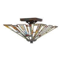 Mennyezeti Lámpa Qz-Maybeck-F - sötétbarna/többszínű, Konventionell, üveg/természetes anyagok (36.7/19.6cm) - Elstead Lighting