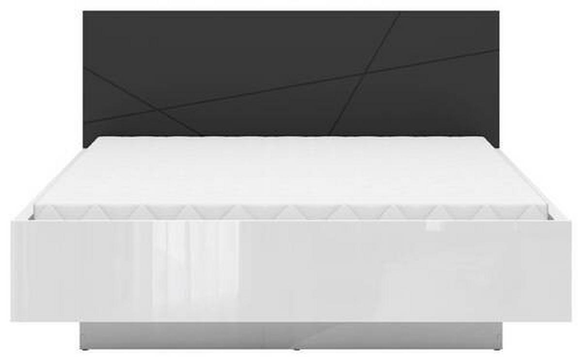 Bett Forn ca. 160x200 cm Schwarz/Weiß - Weiß Hochglanz/Schwarz, MODERN, Holzwerkstoff (160/200cm) - MID.YOU