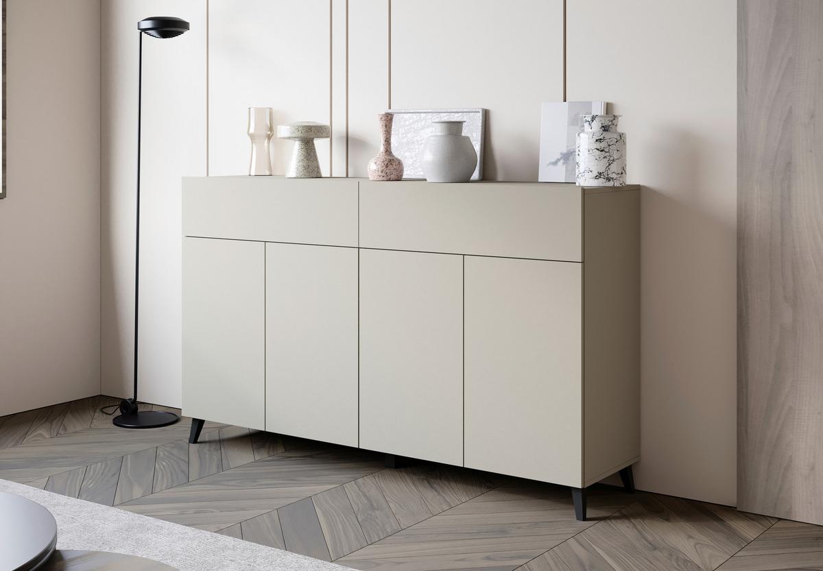 Sideboard Phuket Kaschmir Beige - Kaschmir/Schwarz, Design, Holzwerkstoff/Kunststoff (160/95,4/39cm) - P & B