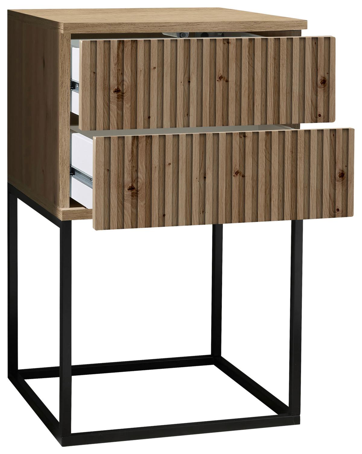 SZAFKA NOCNA MARLE - czarny/dąb artisan, Modern, materiał drewnopochodny/metal (40/65/38,5cm) - Livetastic