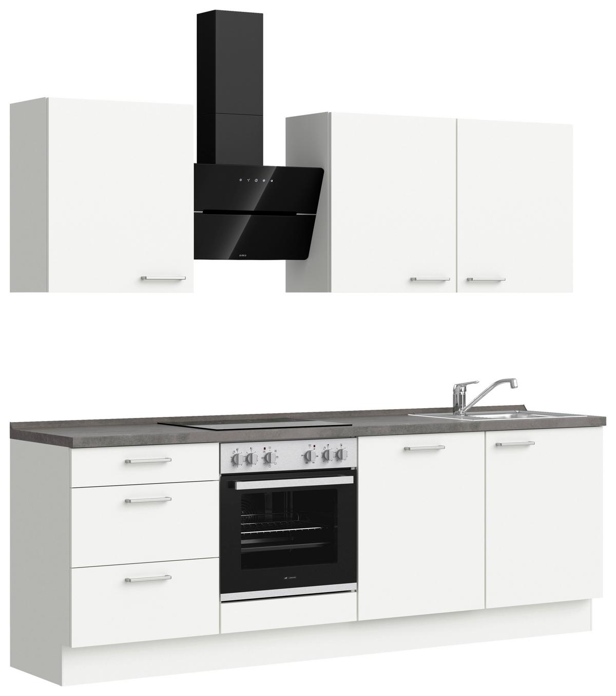 Küchenleerblock Touch High o. Geräte Weiß - Edelstahlfarben/Weiß, MODERN, Holzwerkstoff/Metall (240cm) - Nobilia