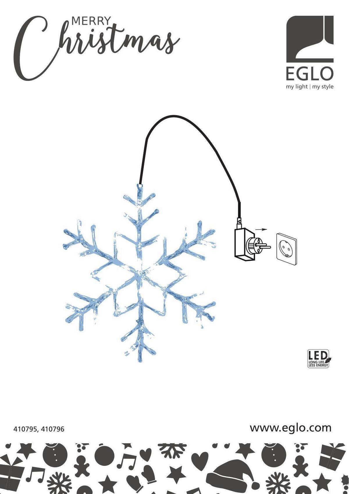 Led-dekoleuchte 410795 Schneeflocke - Weiss, Basics, Kunststoff/Metall (40/1,5/40cm) - Eglo