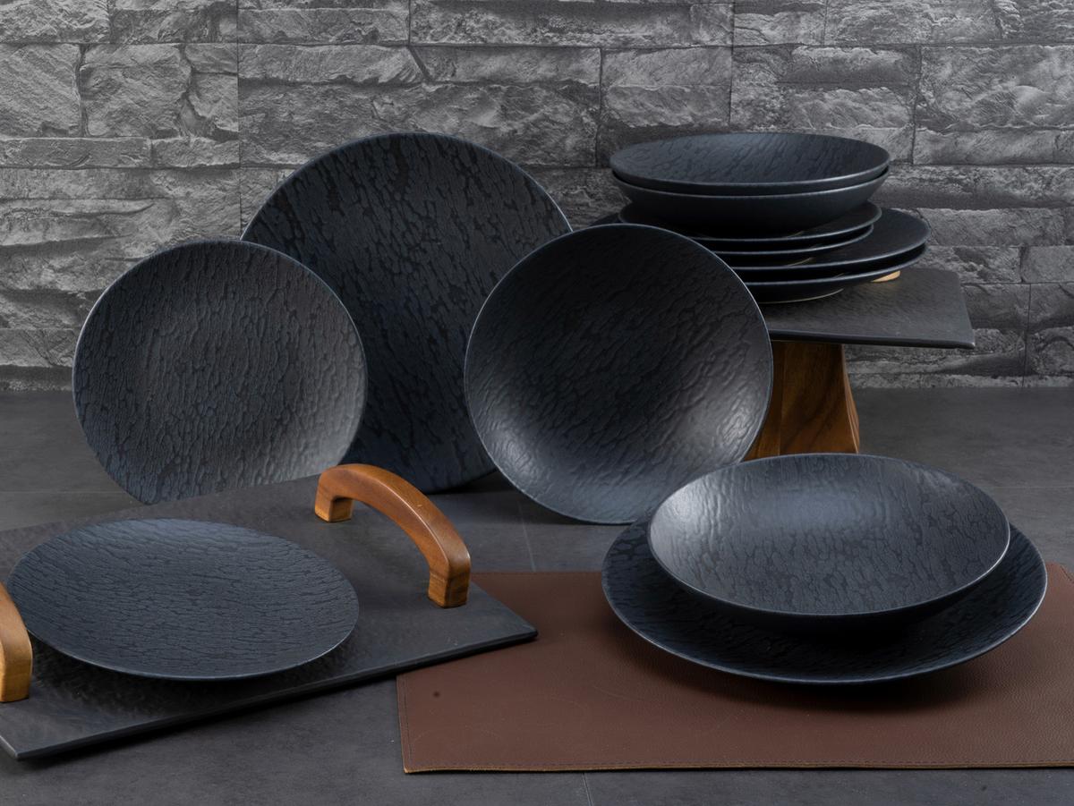 Tafelservice Schwarz, 12-teilig - Schwarz, Trend, Keramik - Creatable