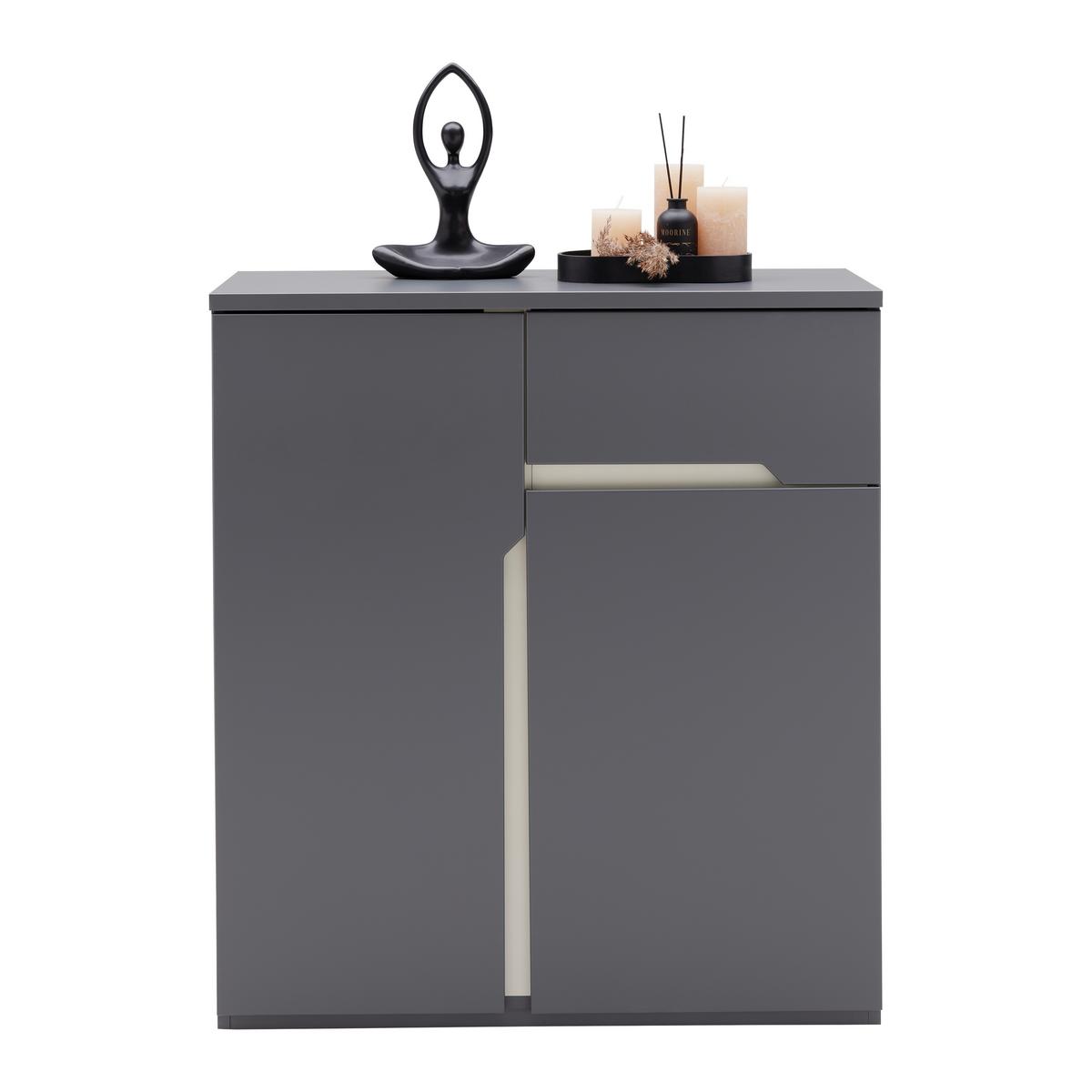 Kommode Manhatten in Grau/Graphitfarben - Graphitfarben/Schwarz, Modern, Holzwerkstoff/Kunststoff (85/95/42cm) - Premium Living